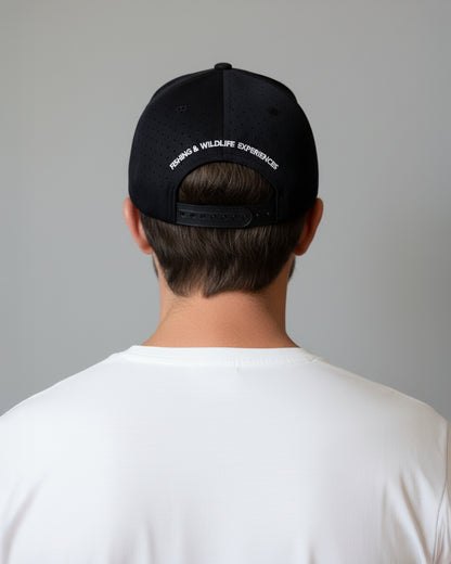 Leather Hot Patch With Bone Fish Design on Front - Black