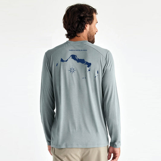 Men's Slate T.C.I. Map Bamboo Long Sleeve Shirt